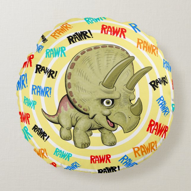 Niedlich Baby Triceratops RAWR Kissen (Vorderseite)