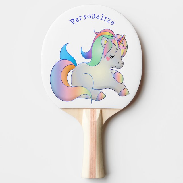 Niedlich Baby Unicorn Pastel Fantasy Personalisier Tischtennis Schläger (Vorderseite)