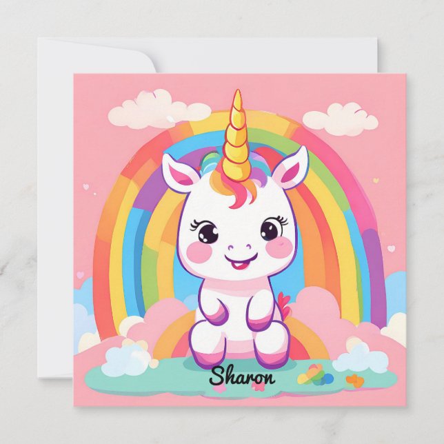 Niedlich Baby Unicorn Rainbow (Vorderseite)