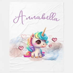 Niedlich Baby Unicorn und Herz Fleecedecke