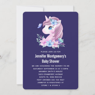 Niedlich Baby Unicorn Watercolor Babydusche Einladung