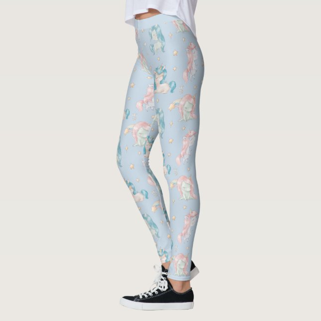 Niedlich Baby Unicorns Pink Blue Pastel Yoga Leggings (Links)