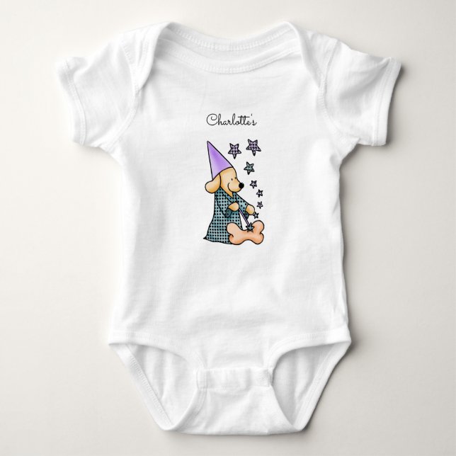 Niedlich Baby Unisex Blue Elegante Hunde Name hinz Baby Strampler (Vorderseite)