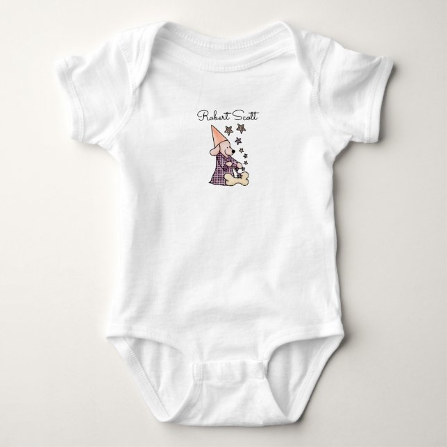Niedlich Baby Unisex Blue Elegante Hunde Name hinz Strampler (Vorderseite)