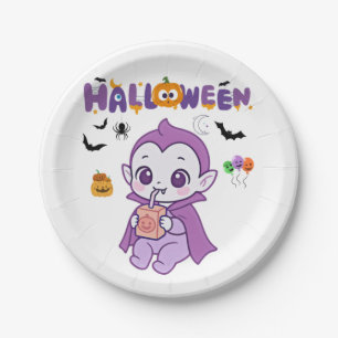 Niedlich Baby Vampire Halloween Kawaii Design Pappteller