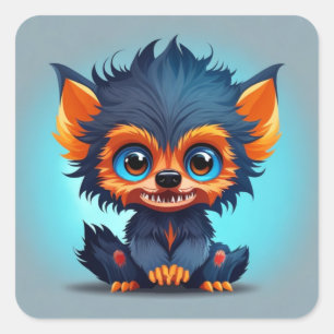 Niedlich Baby Werewolf Quadratischer Aufkleber
