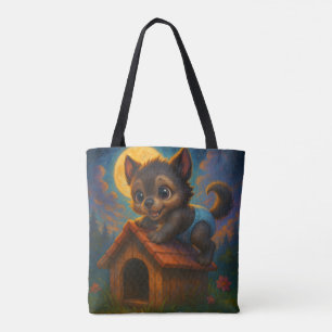 Niedlich Baby Werewolf über Dog House Fantasy Art