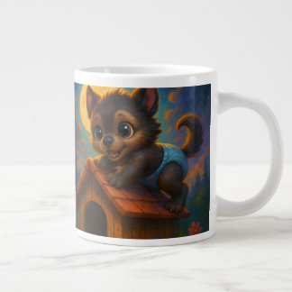 Niedlich Baby Werewolf über Dog House Fantasy Art Jumbo-Tasse