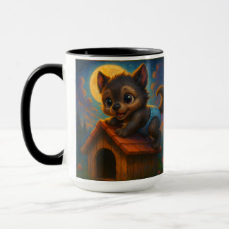 Niedlich Baby Werewolf über Dog House Fantasy Art Tasse