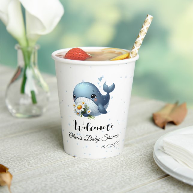 Niedlich Baby Whale Baby Shooting Paper Cup Pappbecher (In Situ)