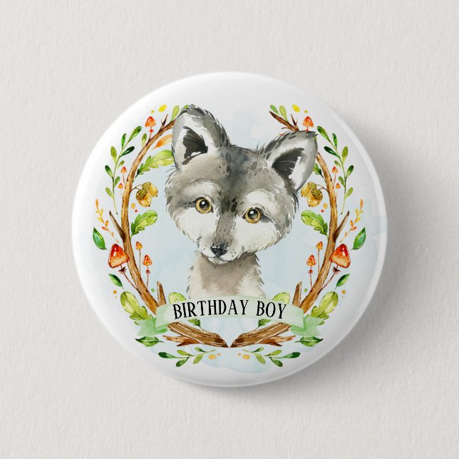 Niedlich Baby Wolf Button (Vorderseite)