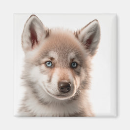 Niedlich Baby Wolf Portrait Magnet | Sammelbar