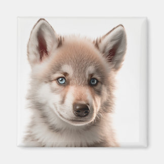 Niedlich Baby Wolf Portrait Magnet | Sammelbar