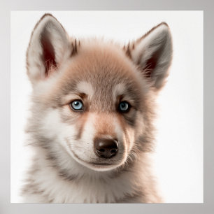 Niedlich Baby Wolf Portrait   Platz 1:1 Poster