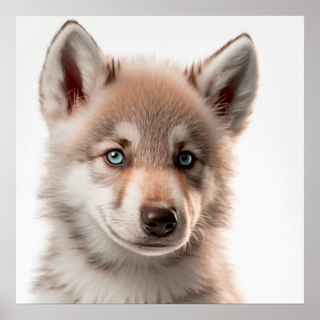 Niedlich Baby Wolf Portrait | Platz 1:1 Poster (Vorne)