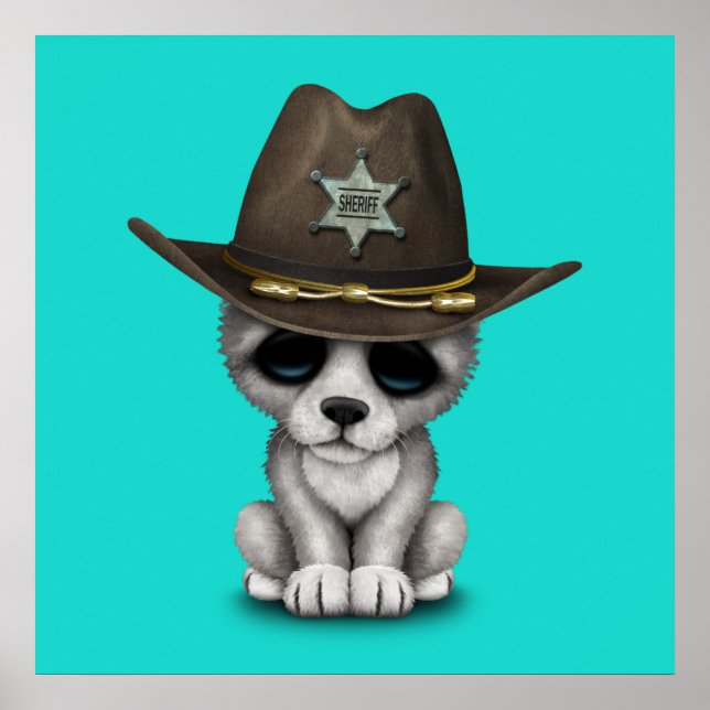Niedlich Baby Wolf Sheriff Poster (Vorne)