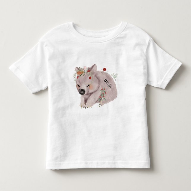 Niedlich Baby Wombat Gold Speckle Individuelle Nam Kleinkind T-shirt (Vorderseite)