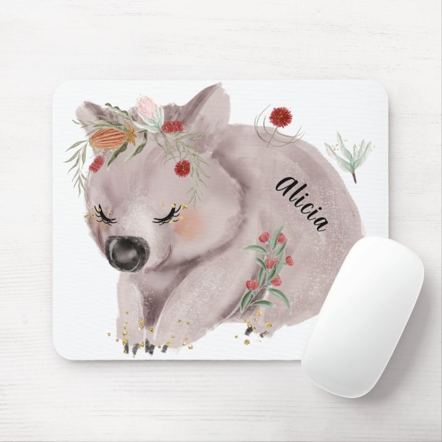 Niedlich Baby Wombat Gold Speckle Individuelle Nam Mousepad (Mit Mouse)