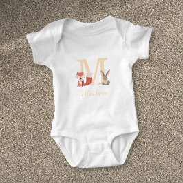 Niedlich Baby Woodland Rabbit Fox Monogram Strampler