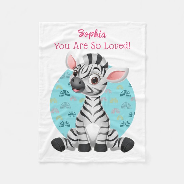 Niedlich Baby Zebra Art, Name und Botschaft des Ki Fleecedecke (Vorderseite)