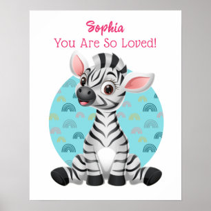 Niedlich Baby Zebra Art, Name und Botschaft des Ki Poster