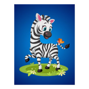 Niedlich Baby Zebra Cartoon-23960 Poster