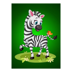 Niedlich Baby Zebra Cartoon-23960 Poster
