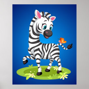 Niedlich Baby Zebra Cartoon-23960 Poster