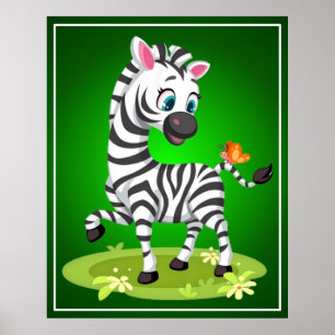 Niedlich Baby Zebra Cartoon-23960 Poster