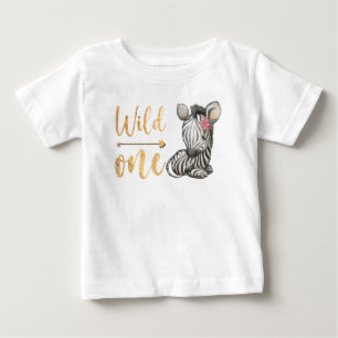 Niedlich Baby Zebra Floral Wild One T-shirt