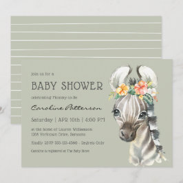 Niedlich Baby Zebra Gender Neutral Baby Dusche Einladung