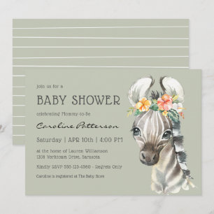 Niedlich Baby Zebra Gender Neutral Baby Dusche Einladung