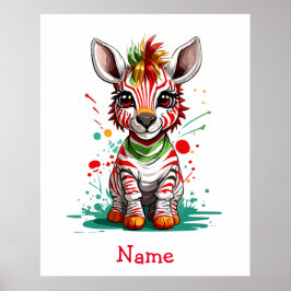 Niedlich Baby Zebra Individuelle Name Poster