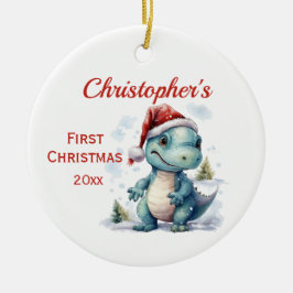 Niedlich Baby's 1st Christmas Dinosaurier Keramik Ornament