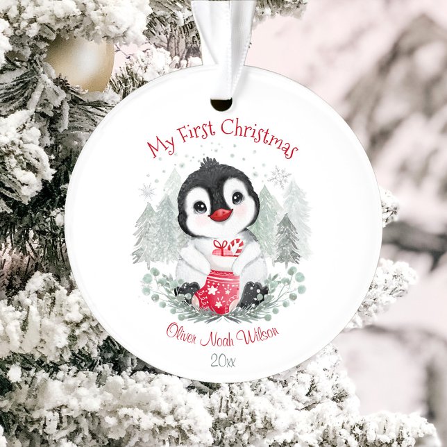Niedlich Baby's First Christmas Acrylic Ornament (Cute Baby's First Christmas Acrylic Ornament)