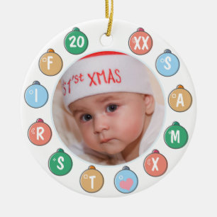 Niedlich Baby's First Christmas Foto Keramik Ornament