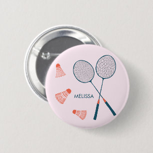 Niedlich Badminton Birdie Racquet CUSTOM Retro Button