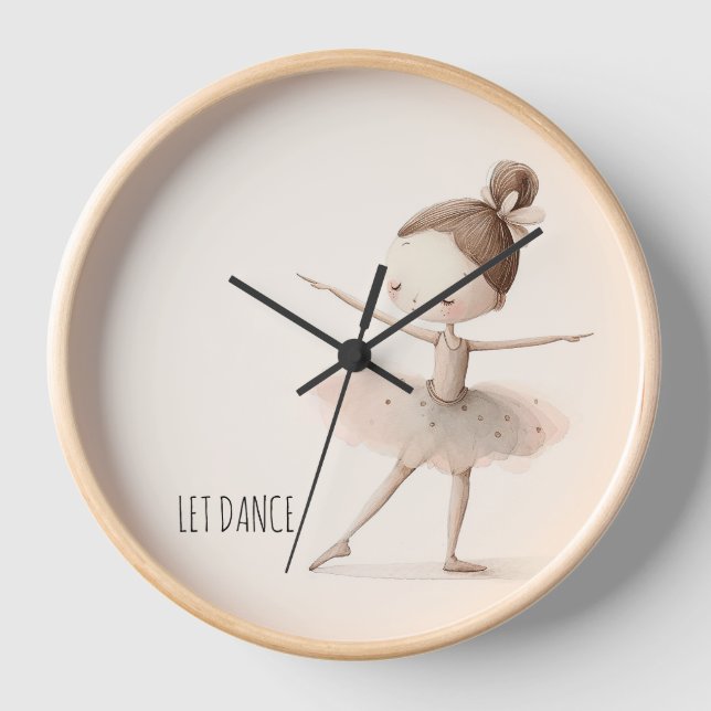 Niedlich Ballerina Ballet Lass Tanzfarbe Uhr (Vorderseite)