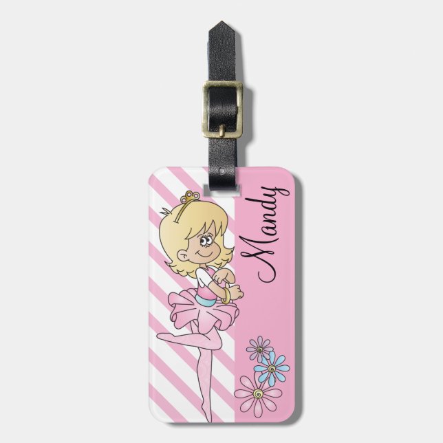 Niedlich Ballerina Girl | DIY Text | Rosa Gepäckanhänger (Vorderseite vertikal)