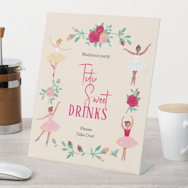 Niedlich Ballerina Girl Geburtstagsparty Sockelschild (In Situ)