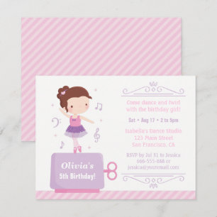 Niedlich Ballerina Girl Music Box Geburtstagsparty Einladung