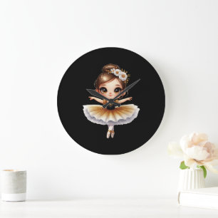 Niedlich Ballerina Große Wanduhr