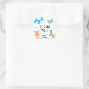 Niedlich Balloon Animals Geburtstagsparty Danke Quadratischer Aufkleber