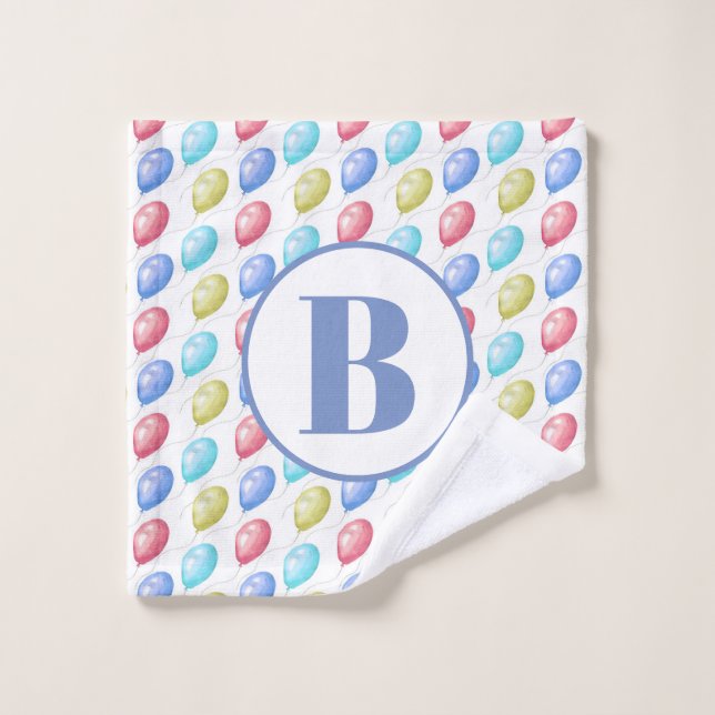 Niedlich Balloons Monogram Baby Kinderzimmer Waschlappen (Waschlappen)