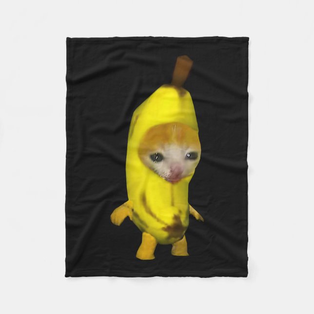 Niedlich Banana Cat Happy Bananacat Meme Kitty Cat Fleecedecke (Vorderseite)