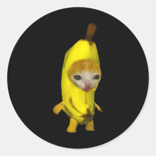 Niedlich Banana Cat Happy Bananacat Meme Kitty Cat Runder Aufkleber