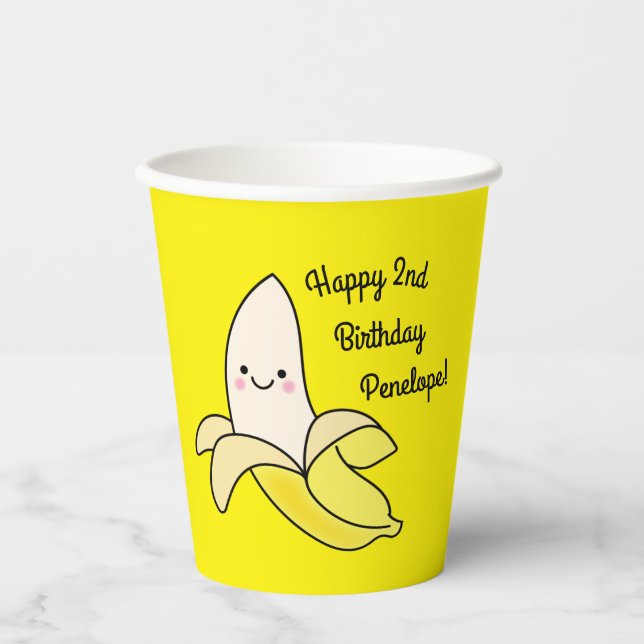 Niedlich Banana Kindergeburtstag Kawaii Pappbecher (Vorderseite)