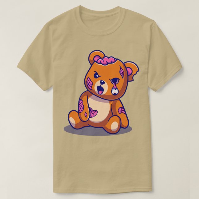 Niedlich Bär Zombie Cartoon T-Shirt (Design vorne)