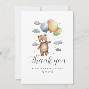 Niedlich Bärenballon Babydusche Flat Danke Karte