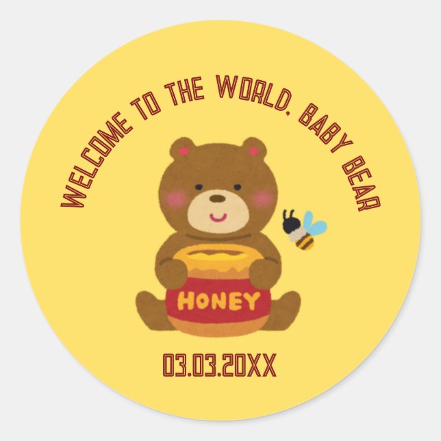Niedlich Bärenmädchen Kinderdusche Runder Aufkleber (Vorderseite)